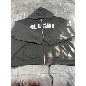 Old Navy Full Zipper Sweater, Size‎ Xl Regular Black Old Navy Stitched White